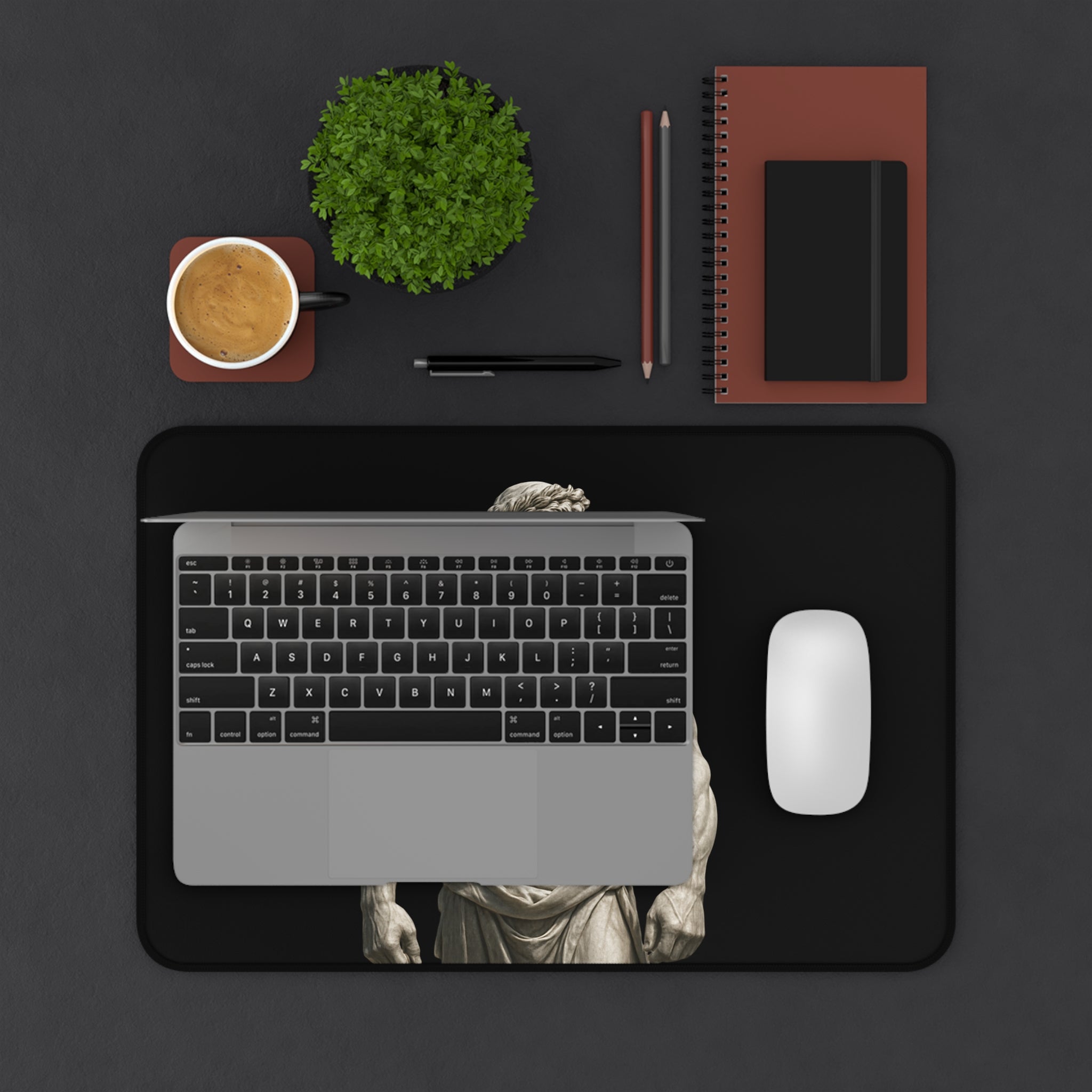 Copy of Desk Mat — Classical Sculpture Muscle Statue Black Gaming & Office Desk Mat