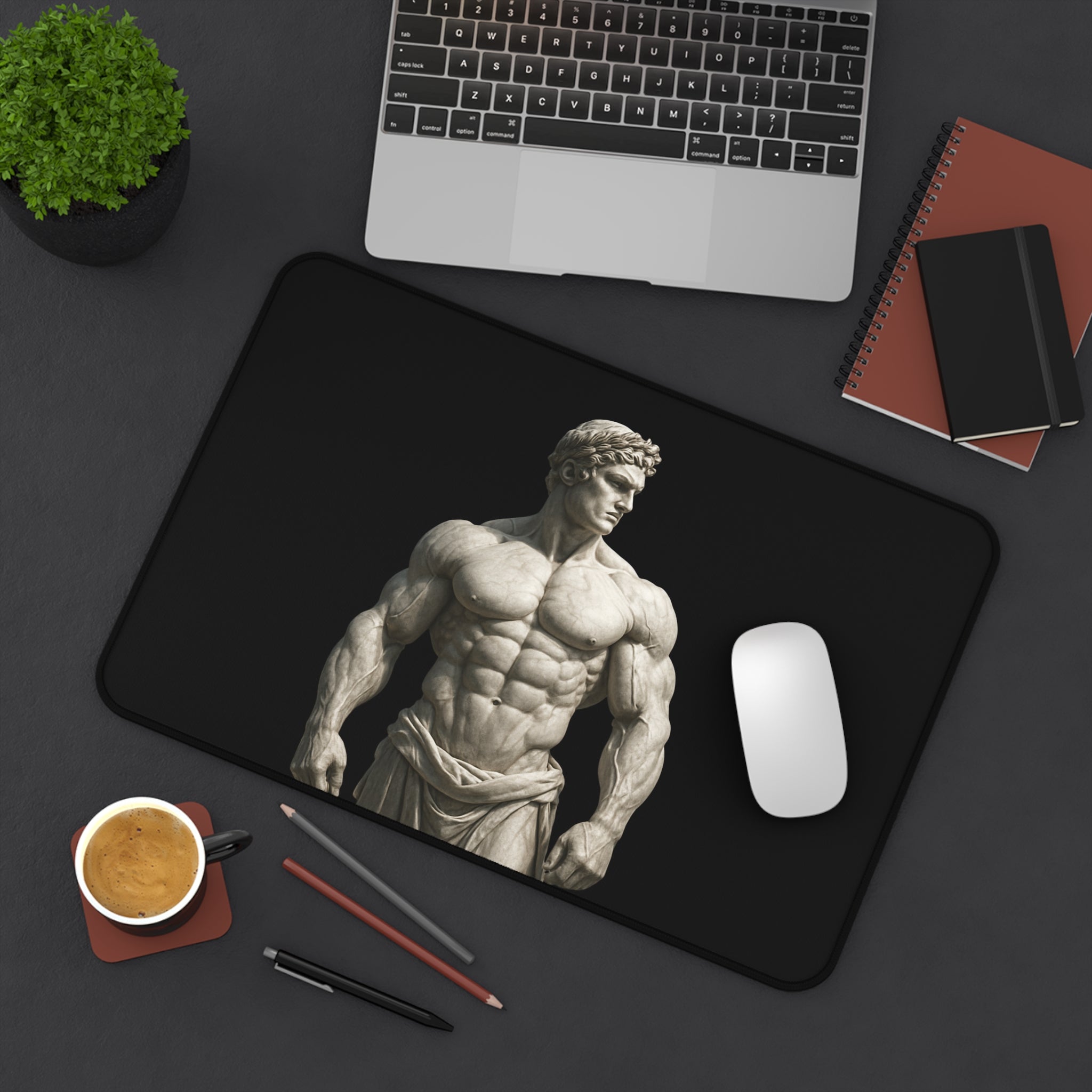 Copy of Desk Mat — Classical Sculpture Muscle Statue Black Gaming & Office Desk Mat